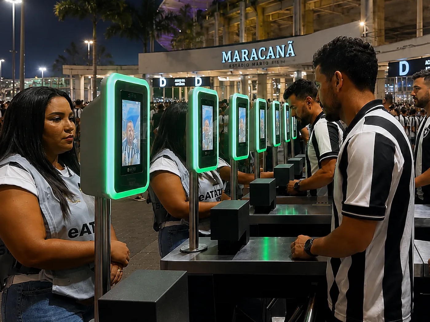 Torcedores acessando o Maracanã por leitores de reconhecimento facial